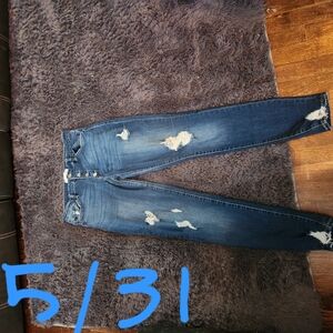 KanCan Dark Blue Distressed Skinny Jeans Size 15/31